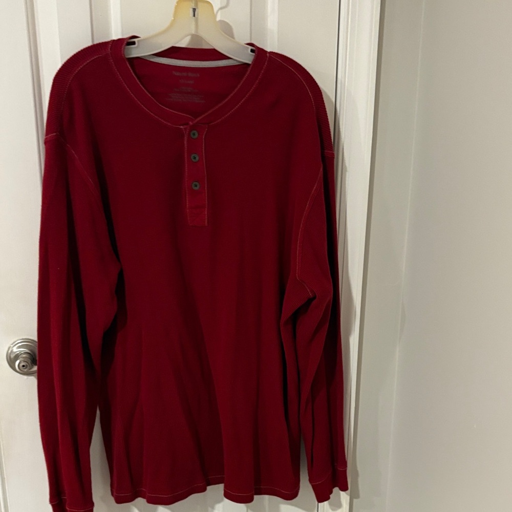 Classic Red Long Sleeve Henley for Men